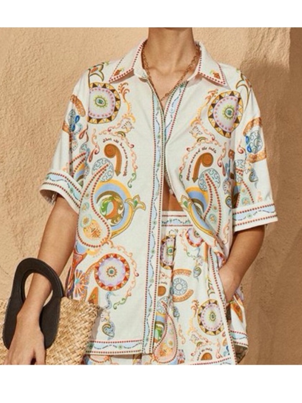 Commense NWT Short-Sleeve Short set Multicolor Paisley Motif in XS will fit S/M